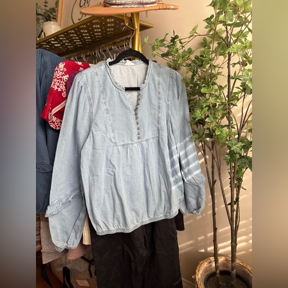 Nicole Miller New York Tops - Light Blue Nicole Miller Denim Women's Top NWT